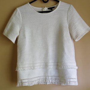 Banana Republic women's top white short sleeve half zip in back size M